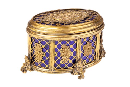 Lot 118 - A 19th-century French gilt metal and cobalt...