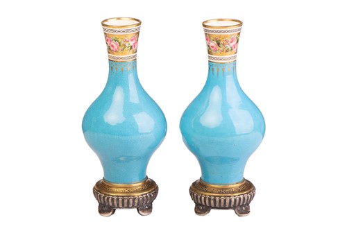 Lot 17 - A pair of 19th-century Minton turquoise glaze...