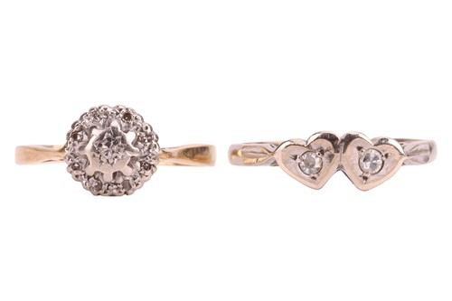 Lot 237 - Two diamond-set dress rings in 18ct gold; the...