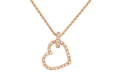 Lot 5 - An 18ct gold diamond-set heart pendant on...