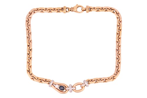 Lot 249 - A sapphire and diamond necklace, of buckle...