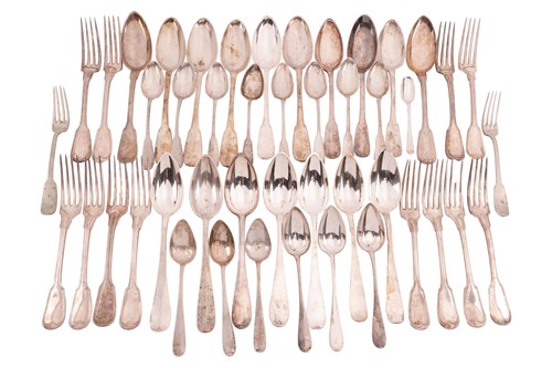 Lot 395 - A set of twelve 800 standard silver "fiddle...