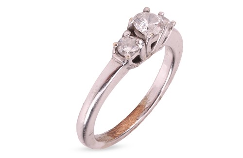 Lot 14 - A diamond trilogy ring, with an estimated...