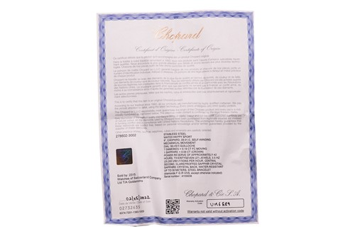 Lot 346 - Chopard Happy Sport Wrist Watch Reference:...