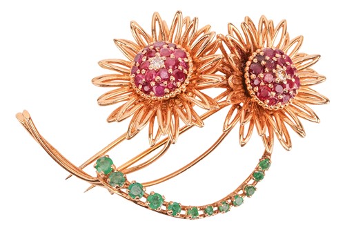 Lot A French multi-gem spray brooch, circa 1965,...