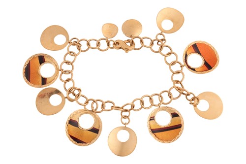 Lot 56 - An Italian enamel fringe bracelet by Genero,...