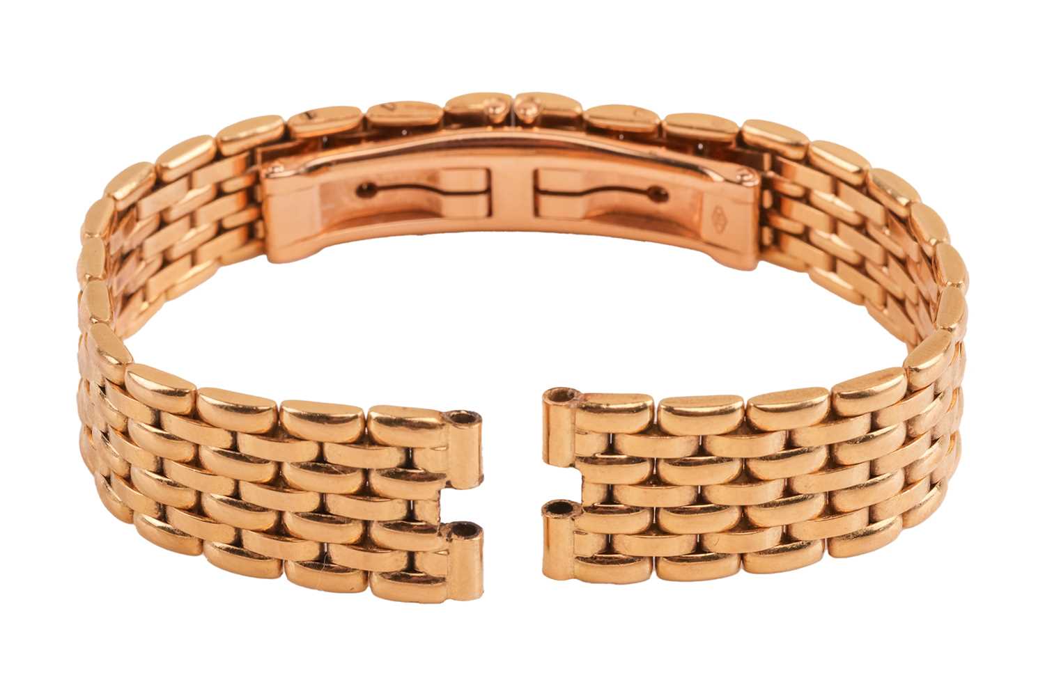 Lot 21 - A watch bracelet of brick link style,...