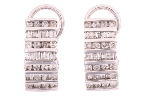 Lot 62 - A pair of diamond-set panel earrings, each...