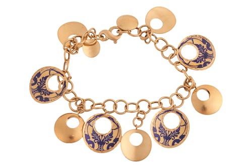 Lot 72 - An Italian enamel fringe bracelet by Genero,...