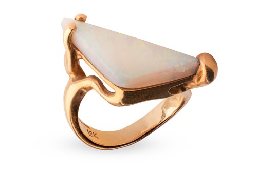 Lot 189 - A Modernist precious opal dress ring, features...