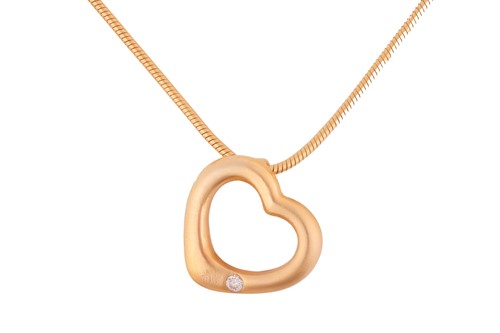 Lot 234 - An open heart pendant on chain, the pendant...