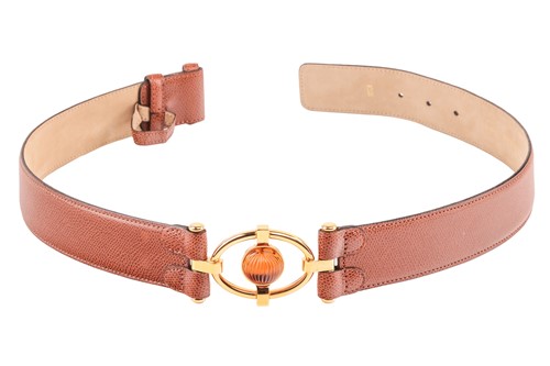 Lot 121 - Lalique - a caviar leather belt, with the oval...