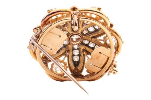 Lot 278 - A Victorian old-cut diamond and enamel brooch...