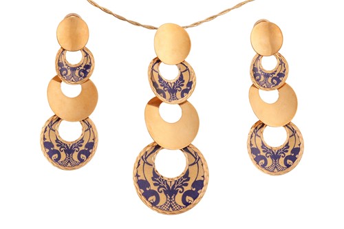Lot 299 - An enamel chandelier pendant on chain,...