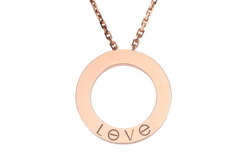 Lot 289 - Cartier - a 'Love' pendant on chain, set with...