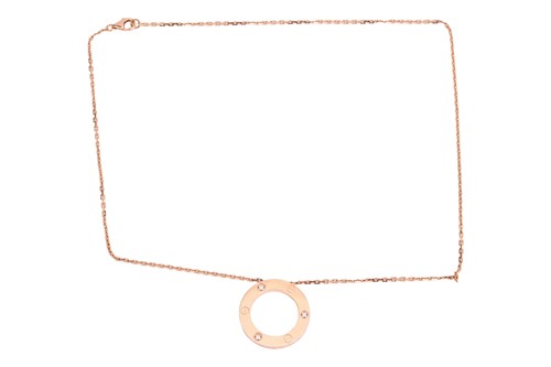 Lot 289 - Cartier - a 'Love' pendant on chain, set with...