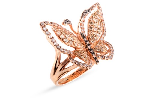 Lot A diamond-set butterfly cocktail ring, of a...