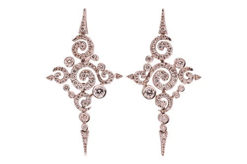 Lot 291 - A pair of diamond-set pendant earrings, of...