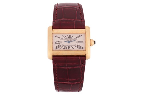 Lot Cartier 18ct Gold Tank Divan Wrist Watch...