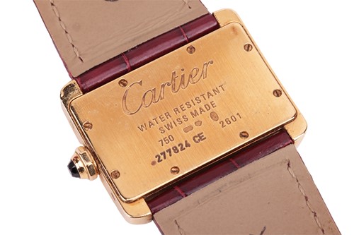 Lot Cartier 18ct Gold Tank Divan Wrist Watch...