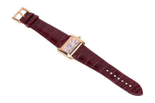 Lot Cartier 18ct Gold Tank Divan Wrist Watch...
