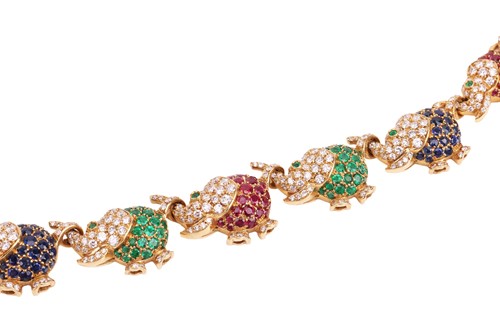 Lot 294 - A gem-set elephant necklace, depicting a...