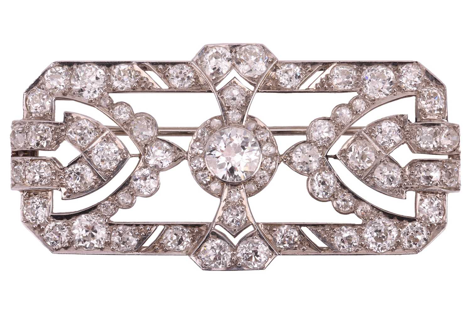 Lot An Edwardian diamond-set brooch, with an...