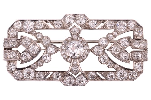 Lot An Edwardian diamond-set brooch, with an...