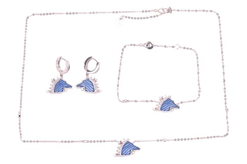 Lot A modern designer blue-glass and diamond...
