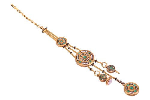 Lot A 19th century French enamel, emerald and...