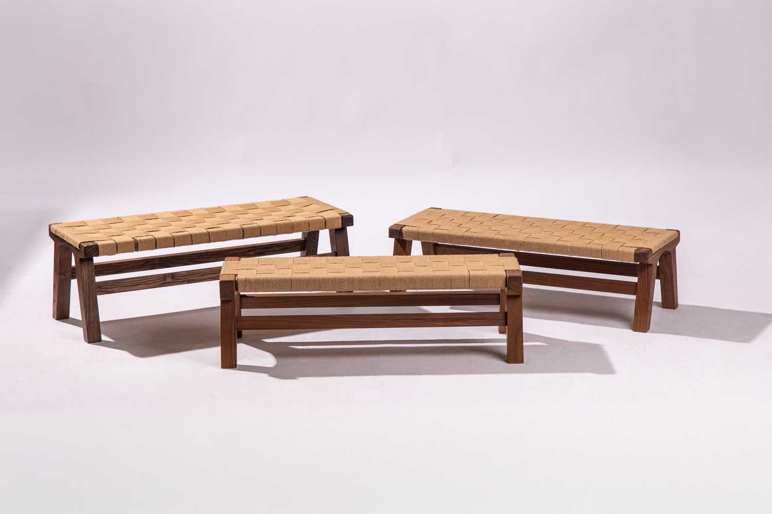 Lot 56 - Three rectangular low stools, a pair and one...
