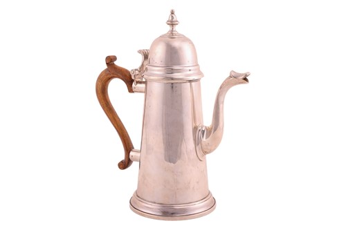 Lot 436 - A heavy-gauge silver conical coffee pot in the...