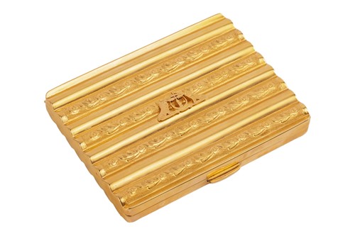 Lot A Brunei cigarette case, of reeded rectangular...