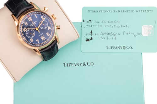 Lot 354 - Tiffany & Co 18ct Rose Gold CT60 Chronograph...