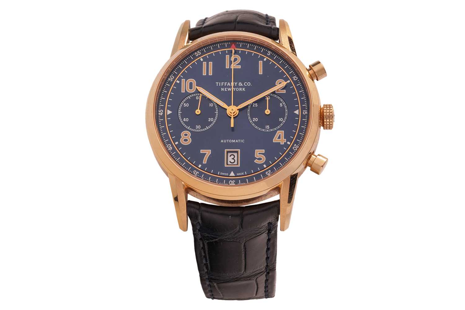Lot 354 - Tiffany & Co 18ct Rose Gold CT60 Chronograph...