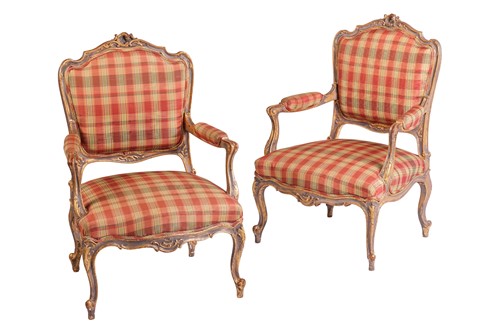 Lot 40 - A pair of late 19th century open armchairs /...