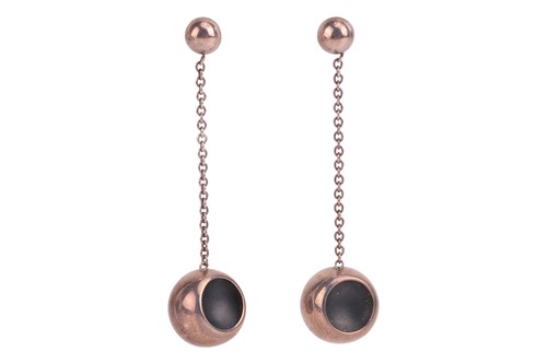 Lot Georg Jensen - a pair of 'Cave' drop earrings,...