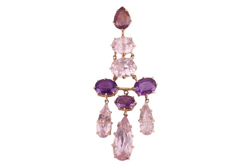 Lot 66 - An amethyst and near-colourless/pale-pink...