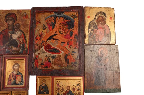 Lot 49 - A Greek icon, 'The Nativity of Jesus', painted...