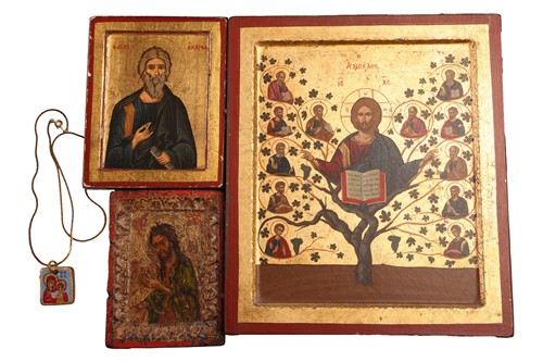 Lot 49 - A Greek icon, 'The Nativity of Jesus', painted...