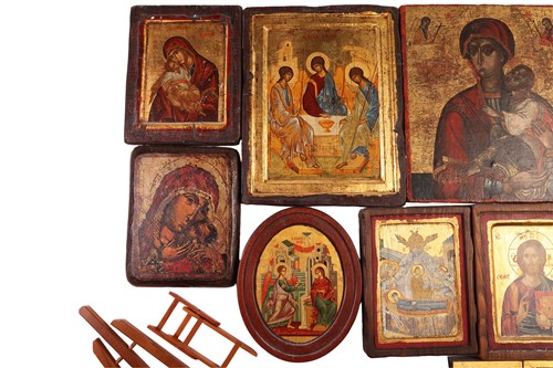 Lot 49 - A Greek icon, 'The Nativity of Jesus', painted...