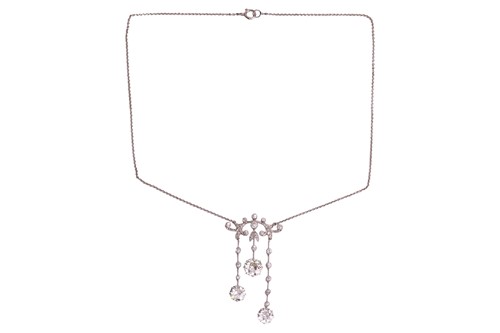 Lot 107 - A Belle Époque diamond negligee necklace, the...