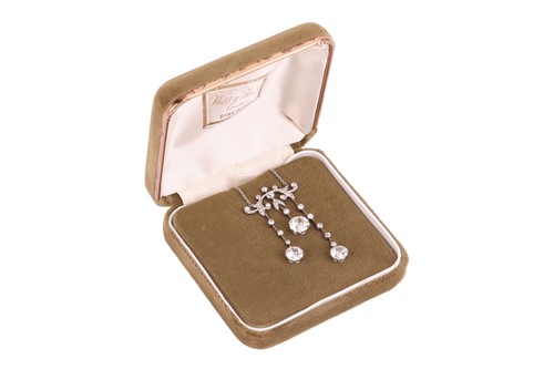 Lot 107 - A Belle Époque diamond negligee necklace, the...