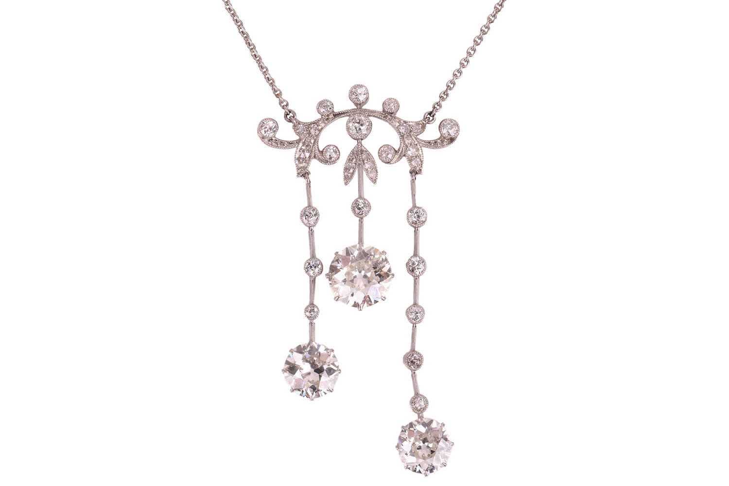 Lot 107 - A Belle Époque diamond negligee necklace, the...
