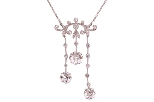 Lot A Belle Époque diamond negligee necklace, the...
