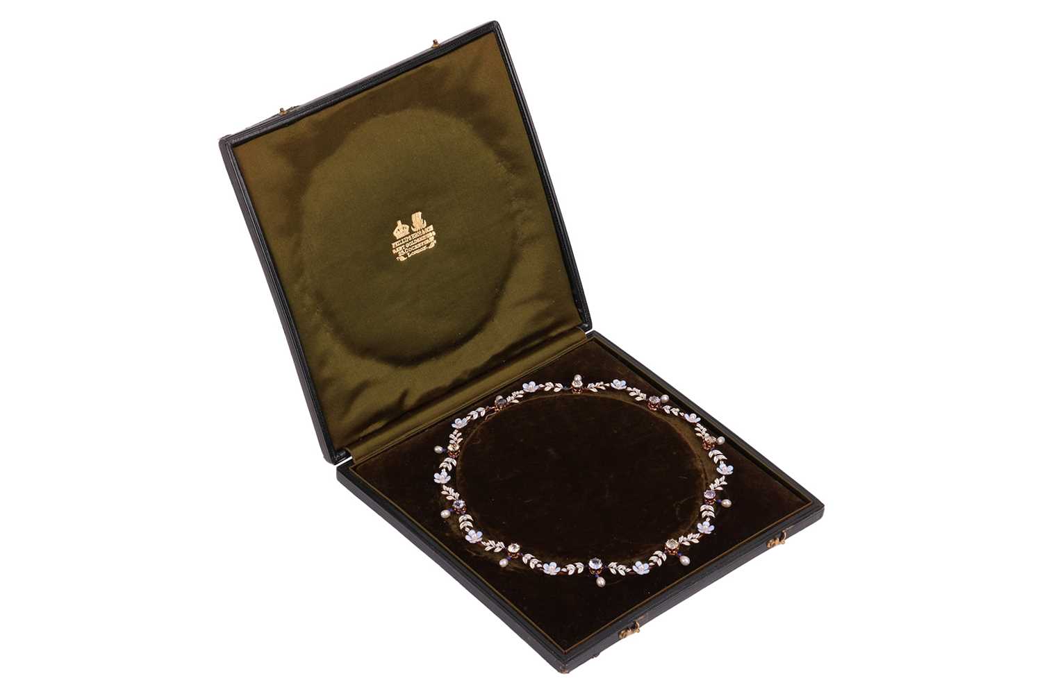 Lot 49 - An Art Nouveau floral fringe necklace set with...