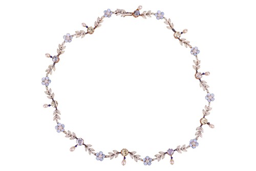 Lot 49 - An Art Nouveau floral fringe necklace set with...