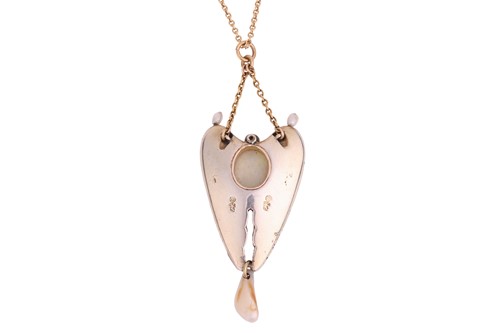 Lot 198 - Child & Child - A gem-set enamel wing pendant...