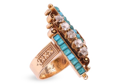 Lot A Victorian cocktail ring set with diamonds...