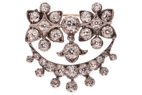Lot A Victorian old-cut diamond brooch, of floral...